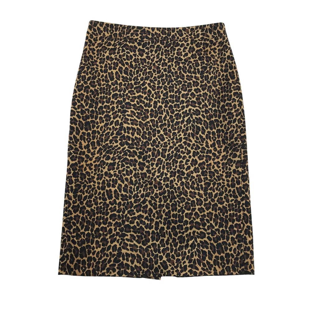 J.Crew Leopard Print Pencil Skirt Brown Black J6359 Size 2 NEW